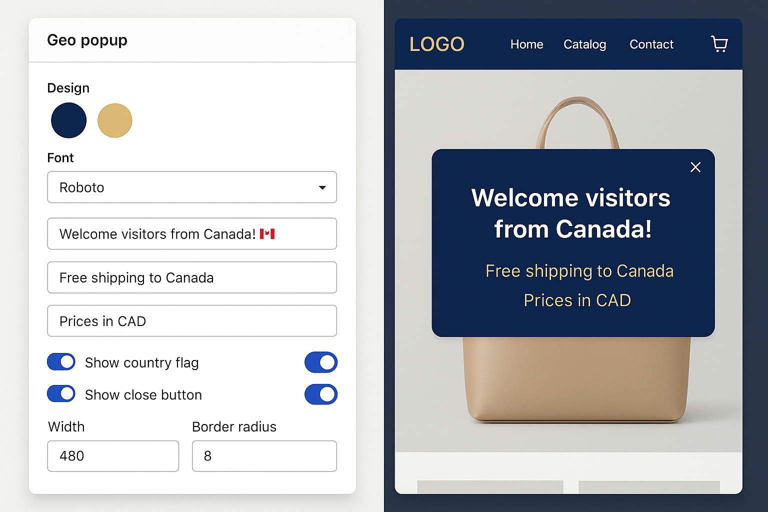 Customize Popup